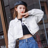 Spring Autumn Short Jeans Jacket For Women Casual Loose Long Sleeve Denim Coat Ladies Single Breasted Jeans Outwear Tops