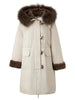 Women's Fur-Lined Down Parka with Wool Blending Mid-Length Winter Jacket for Winter Long Hooded Jacket