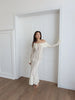 White Lace Patchwork Long Dress Women's Pleated Ruffle Sleeve Off shoulder bodycon See Through Vestidos Lady Party Gowns