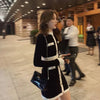 Korean Style Knitted Dress Winter White Black Women Knit Bodycon Dress Elegant Long Sleeve Dress Knitwear For Women