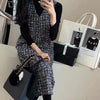 Women Dresses Tweed Japanese V Neck All Match Sequined Vestidos Mujer Korean Autumn Robe Femme Chic Clothes