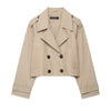 autumn product women's classic double-breaked lapel simple short trench coat casual coat