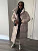 Winter Warm Stand Neck Long Lace Up Down Jackets Women Solid Ruff Soft Waist-cinching Coat Female Winter Chic Jackets