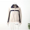 Contrasting Color Loose Jackets Women Casual Long Sleeves Stand Collar Zipper Oversized Coats Lady Autumn Daily Street Wear