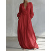 Boho Vacation Woman Maxi Dress 3D Flower V Neck Long Sleeve Solid Color Elegance Flowy Dresses Woman Spring Robes Vestidos