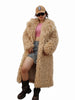 Colorful Fahionable Faux Fur Mongolian Jacket Long Tailored Collar Plush Winter Coat for Women Elegant Loose Fit Outerwear