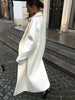 Elegant Women's Woolen Overcoat Solid Lapel Double Breasted Full Sleeve Long Coat Autumn Winter Lady Outwear