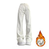 Winter Girls Thermal Fleece High Waist Jeans Lady Snow Warm Plush Denim Pants Women Classic Straight Leg Trousers
