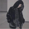 Coat Women's Autumn and Winter Loose Plush Faux Rabbit Fur Hooded Cardigan Women Casual Medium Length Fur Coat
