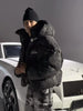 Winter Warm Leopard Print Diamond Puffer Parkas Women's Hip Hop Hooded Zip Up Oversized Padded Coat Streetwear Vintage Jackets
