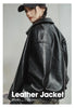 Women's Retro Black Leather Jacket Short Motorcycle Style Jackets with Metal Buttons Versatile Autumn and Spring Outerwear