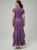 3D Floral Mermaid Evening Plus Size Dress Deep V Neck High Low Ruffle Maxi Dress Women Bodycon Formal Wedding Guest Dress
