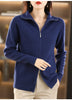 Autumn Winter Long Sleeved Knitted Cardigan Woman Zipper Casual Knitting Sweater Jacket Female Knitwear Top