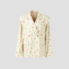 Chic Oversize Floral Printed Women Jacket Padded Lapel Lace Up Loose Coat Long Sleeve High Waist Outwears Lady Streetwear