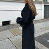Casual Woolen Women Coat Doube-Breasted Turn-Down Collar Long Sleeve Female Coats Autumn Winter Chic Lady Outwear