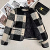 Thicken Small Fragrant Style Jacket for Women Plaid Woolen Short Coat Autumn Winter Lady Single Breasted Young Neck Jackets