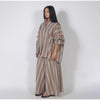 Striped Long Pants Set Color Block Turn Down Collar Three Quarter Sleeve Shirt Wide Leg Bottoms Casual Chic Women Outfits