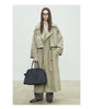 Spring Autumn Oversized Khaki Long Trench Coat for Women Double Breasted Loose Casual European Overcoat