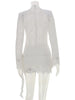 Mini Dresses Long Sleeves For Female O-Neck Slim Tight Bodycon Elegant Solid Soft Daily Casual Lace Patchwork Sheer Sexy Folds