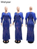 Year Sequined Blue Mermaid Dress for Women Long Sleeve Slim Wedding Guest Birthday Prom Christmas Formal Party Robe