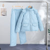 Winter Leopard Print Thicken Coat Pants Women Set Long Sleeve Zippers Hooded Jacket Wide Leg Trousers Lady Outfit