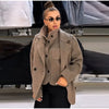 Elegant Women's Woolen Suit Jacket Vest 2 Pieces Set Loose Lapel Long Sleeve Breasted Jackets Knit Collar Vests Lady Coats