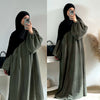Dubai Corduroy Abaya for Muslim Women Eid Ramadan Modest Dress Loose Large Elegant Gown Islam Clothing Turkey Solid Robe
