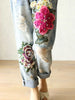 Women's Floral Embroidery Jeans Hollow Out Ripped Pearl Decor Y2K Vintage Mori Girl Denim Trousers Retro Pencil Jeans