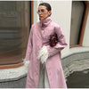 Women Solid Long Trench Coat Stand Collar Single Breasted Oversized Loose Sleeve Straight Coat Autumn Winter Casual Outfits