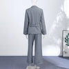 Elegant Button Jacket Pants Suit Women Solid Loose Full Sleeve Lapel Jackets Straight High Waist Trousers Suit