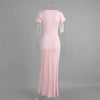 Ribbed Knit Maxi Dress For Women Deep V-Neck Slim High Slit Elegant Patchwork Commute Party Dress Women Knitwear Dress