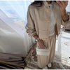 Casual Coats Pants Sets Women Loose Long Sleeves Single Breasted Elastic Waist Knot Suits Female Spring Solid Set Lady