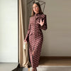 Vintage Floral Print Sheath Women's Dress Chic High Neck Long Sleeve Button Front Midi Dress Elegant Commuting Clothing
