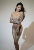Sparkly Rhinestones Sexy Mesh See Through Bodycon Jumpsuit Women Birthday Gown Women Bar Nightclub Dancer Stage Outfit