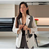 Printed Tassel Blazer Women Spliced Lapel Suit Jacket for Women Streetwear Autumn Winter Loose Casual Outerwear