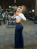 Ladies High-Waist Butt-Lifting Wide Leg Yoga Pants Soft Elastic Straight Fitness Trousers Skin-Friendly High Elasticity