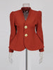 French Two Piece Sets for Women Stand Collar Long Sleeves Patchwork Button Top High Waist Pant Set Female