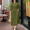 Autumn Elegant Lapel Neck Long Sleeve Shirt Dress Women Dresses Stylish Solid OL Work Dresses Buttons Midi Up Robe