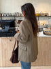 Women's Blazer Stand Collar Full Sleeve Single Button Female Plaid Blazers Autumn Chic Casual Commute Lady Coat
