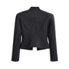 Women Vintage Napoleon Jacket Stand Collar Double Breasted Slim Black Cropped Outerwear Autumn Formal Commuting Office Wear