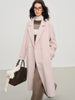 Women's Pure Wool Double Breasted Coat - Classic Mid-Length Winter Trench Warm Elegant Overcoat