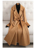 Patchwork Long Double sided 100% wool coat women spring autumn slim elegant jacket Korean casaco feminino