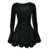 Sexy Black White Patchwork Ruffles Short Dress Women's Long Flare Sleeve Lace-up Evening Party Mini Dresses Female Blue Pink Red