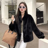 Autumn Winter Female Lamb Wool Faux Fur Tops Coat Women Stand Collar Short Fur Jacket Ladies Long Sleeves Plush Outerwear