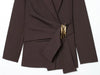 Women Suit Pants Two-Piece Set Buckle Decoration Long Sleeve Blazer Coat + Straight-Leg Pants 2 Pieces Sets Chic Woman Outfits