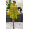 Autumn and Winter Africa Women's Clothing Solid Color Splicing Dress Pleated Loose Women's Cardigan Dresses