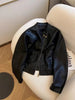 Women Pu Leather Jacket Women Autumn Short Casual All-match Leather Tops Female Korean Loose Leather Lady Outerwear