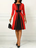 Elegant Square-Neck Bodycon Dress with Chic Patchwork & Bow - Durable, All-Season Wear for the Modern Woman