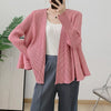 Versatile Pleated Jacket For Women Spring Long Sleeves Solid Color Cardigan Female Casual Coats 2DB1618
