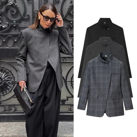 Spring Women's Blazers Retro Plaid Elegant Women's Warm Jackets Youth Chic Commuter Office Blouse Coats